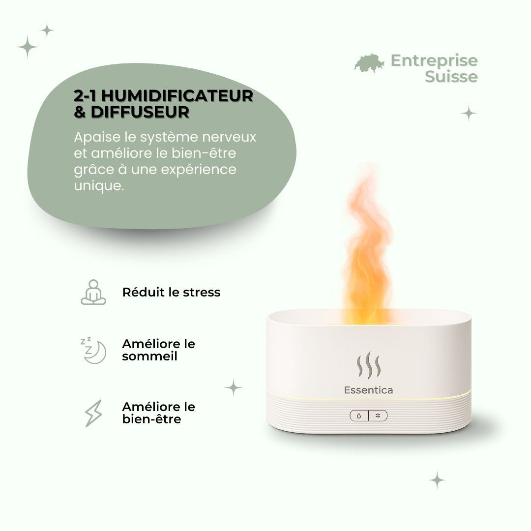 2-en-1 Humidificateur d'air à ultrasons & diffuseur d'huiles essentielles